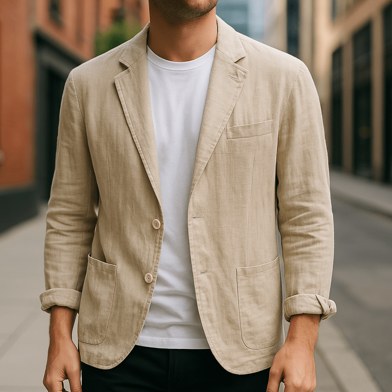 Blazer homme en lin léger ajusté pour un look décontracté 2