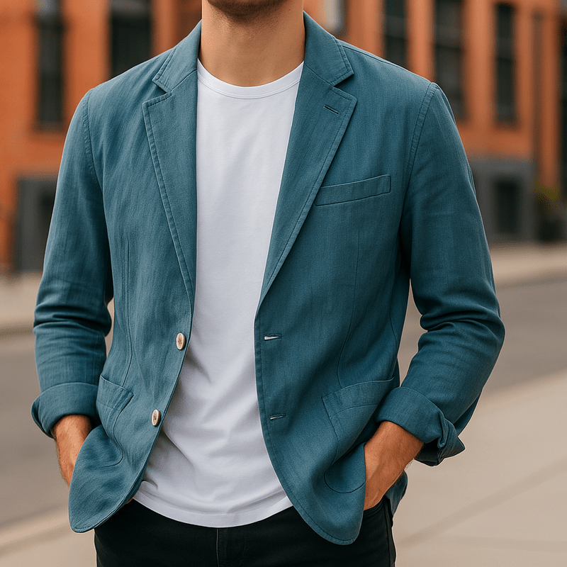 Blazer homme en lin léger ajusté pour un look décontracté 3