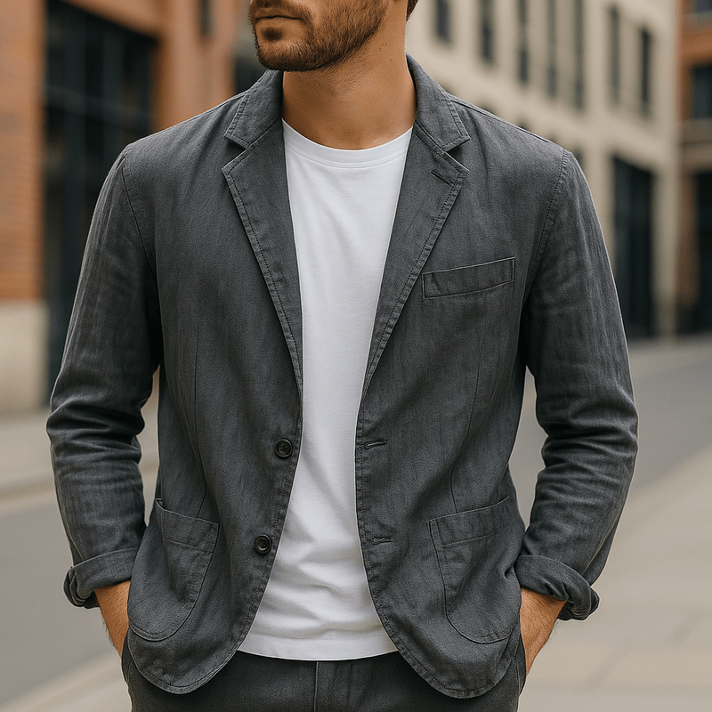 Blazer homme en lin léger ajusté pour un look décontracté 4