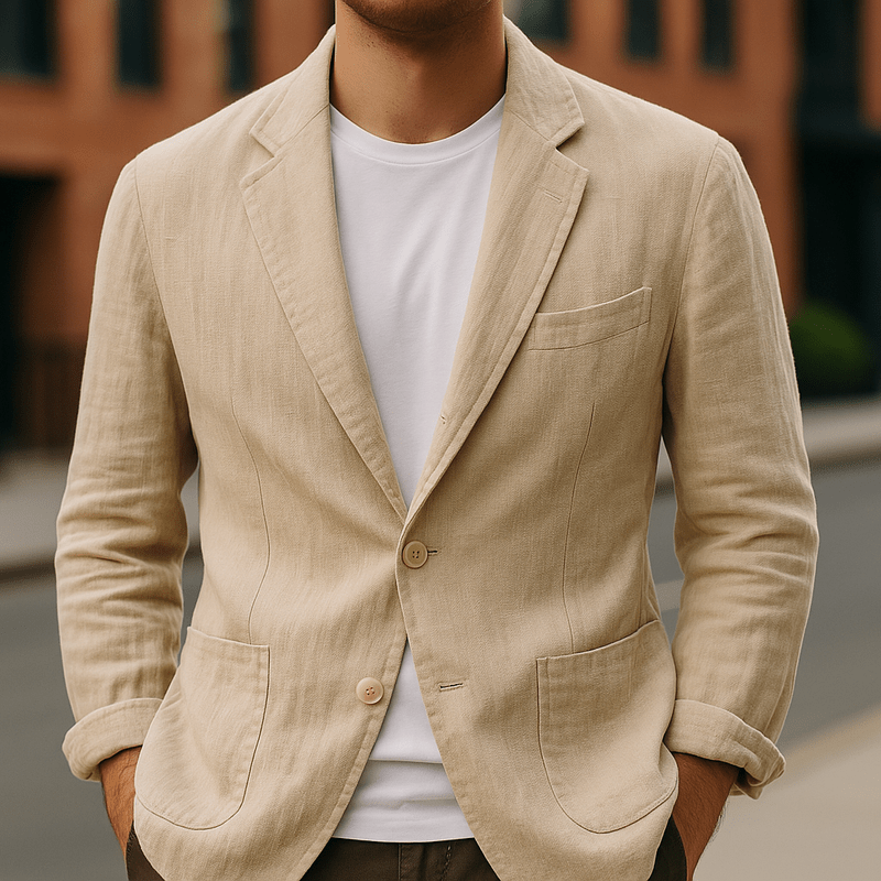 Blazer homme en lin léger ajusté pour un look décontracté 5