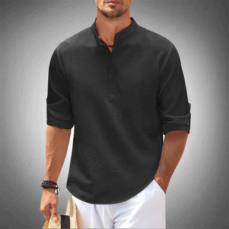 Chemise Henley décontractée en tissu léger pour homme 2