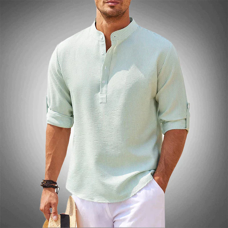 Chemise Henley décontractée en tissu léger pour homme 3