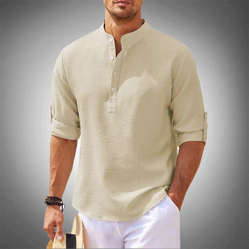 Chemise Henley décontractée en tissu léger pour homme 4