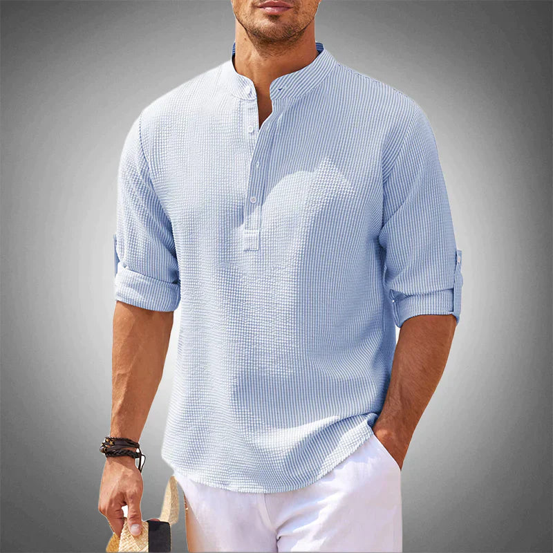 Chemise Henley décontractée en tissu léger pour homme 5