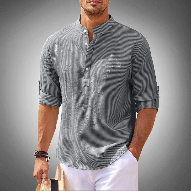 Chemise Henley décontractée en tissu léger pour homme 6