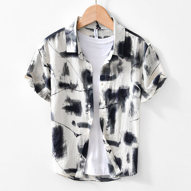 Chemise à manches courtes imprimée en coton pour homme 0