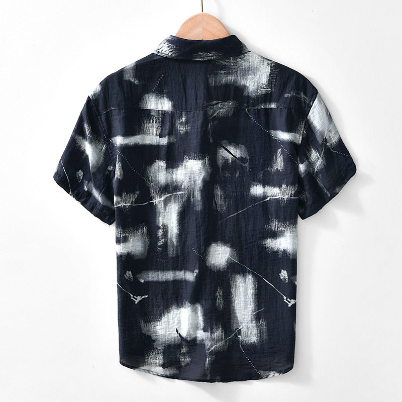 Chemise à manches courtes imprimée en coton pour homme 7