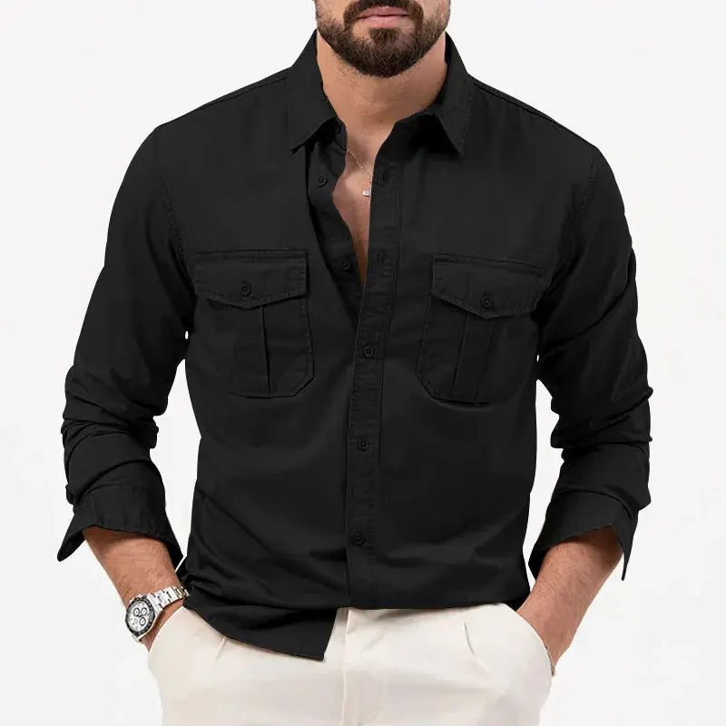 Chemise à manches longues en coton pour homme, élégante et décontractée 3