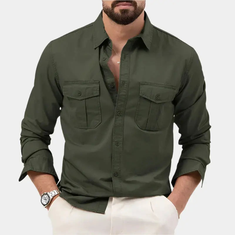 Chemise à manches longues en coton pour homme, élégante et décontractée 4