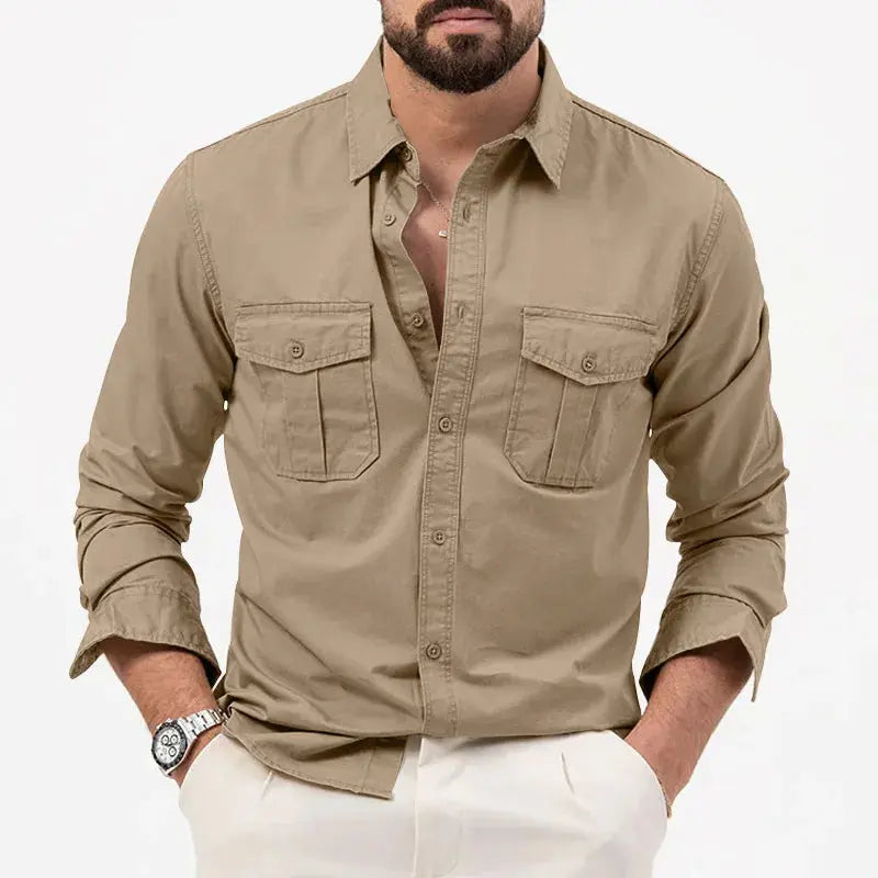Chemise à manches longues en coton pour homme, élégante et décontractée 5