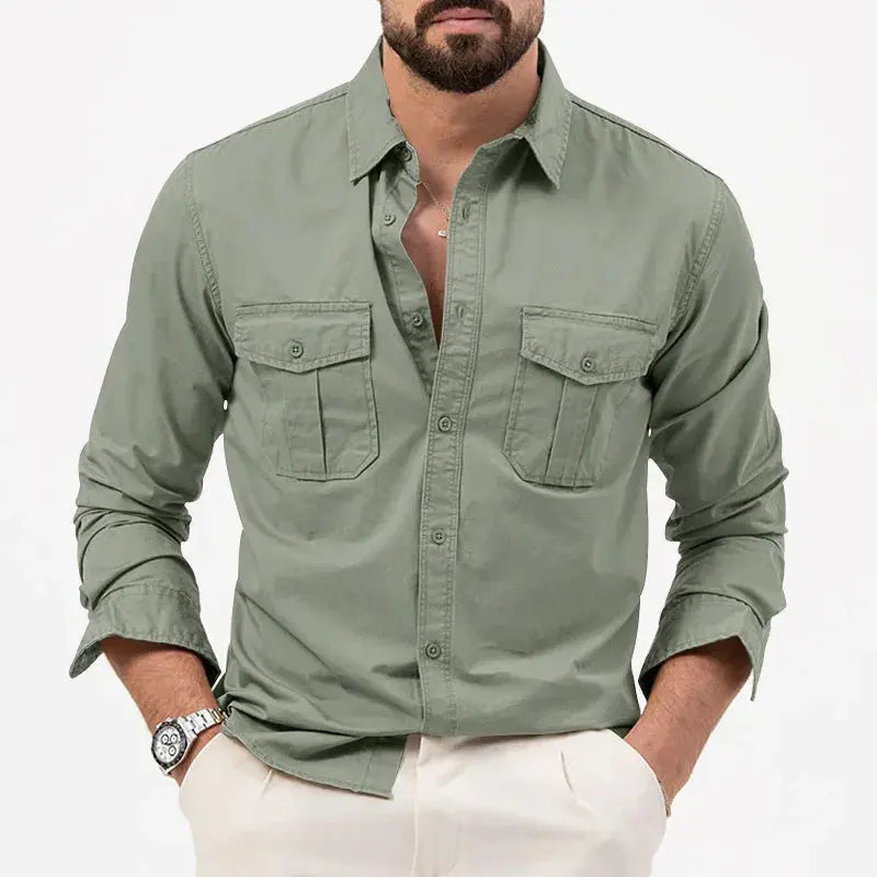 Chemise à manches longues en coton pour homme, élégante et décontractée 6