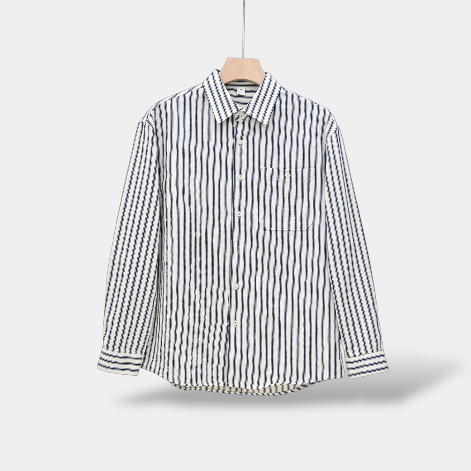 Chemise à rayures homme en mélange de tissus, coupe décontractée 7