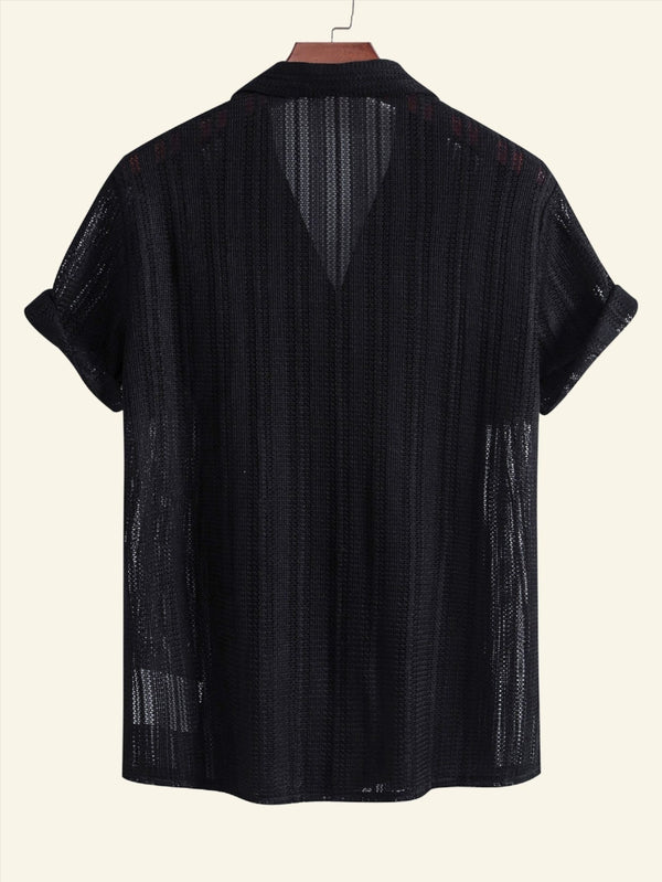 Chemise à rayures homme en tissu léger avec col noté 6