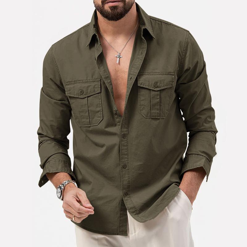 Chemise cargo en coton pour homme avec plastron à boutons 9