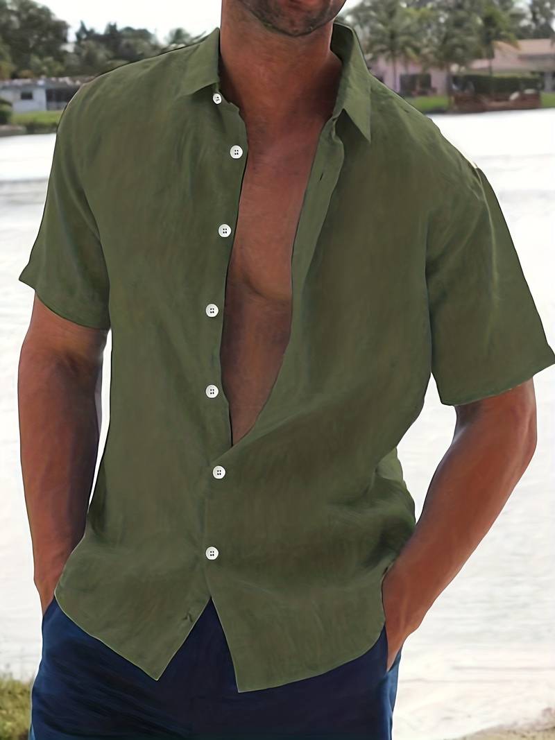 Chemise décontractée en coton manche courte homme 6