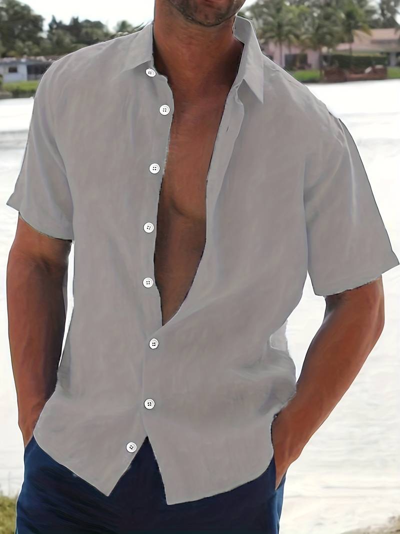 Chemise décontractée en coton manche courte homme 7