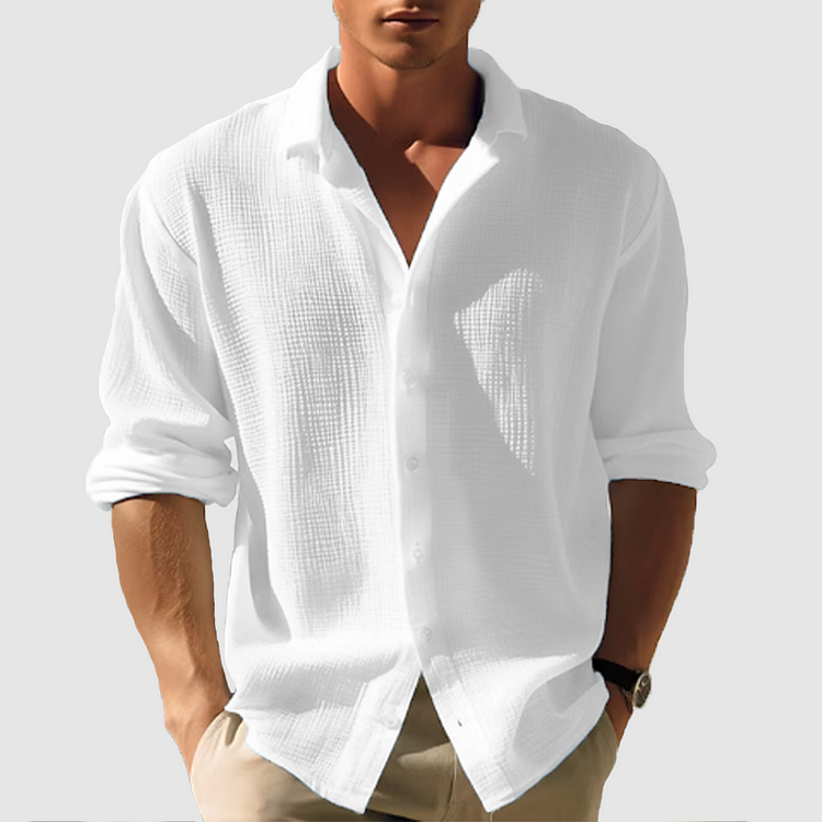 Chemise décontractée en coton pour homme avec col boutonné 1