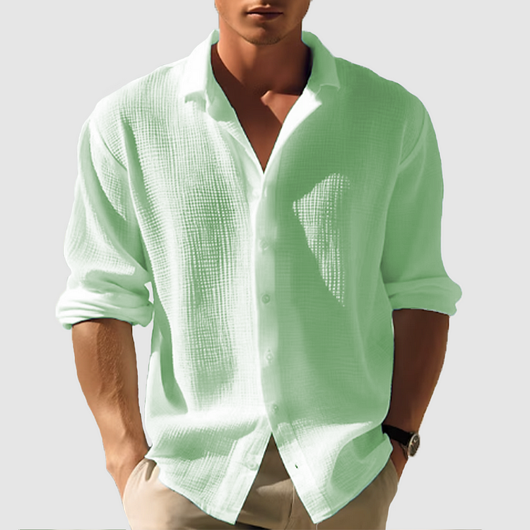 Chemise décontractée en coton pour homme avec col boutonné 2
