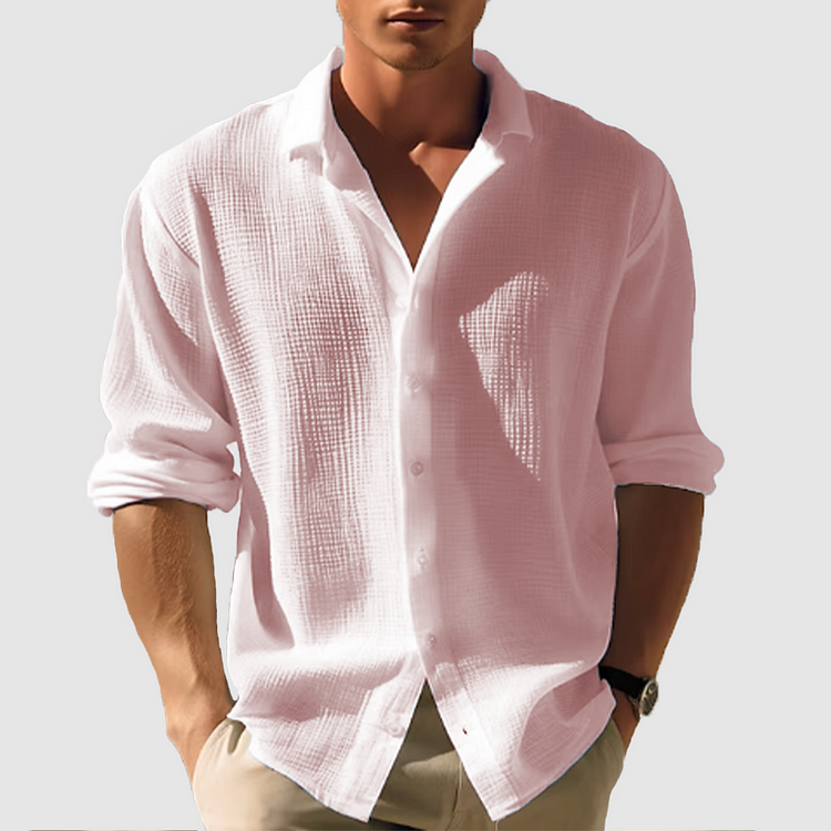 Chemise décontractée en coton pour homme avec col boutonné 3