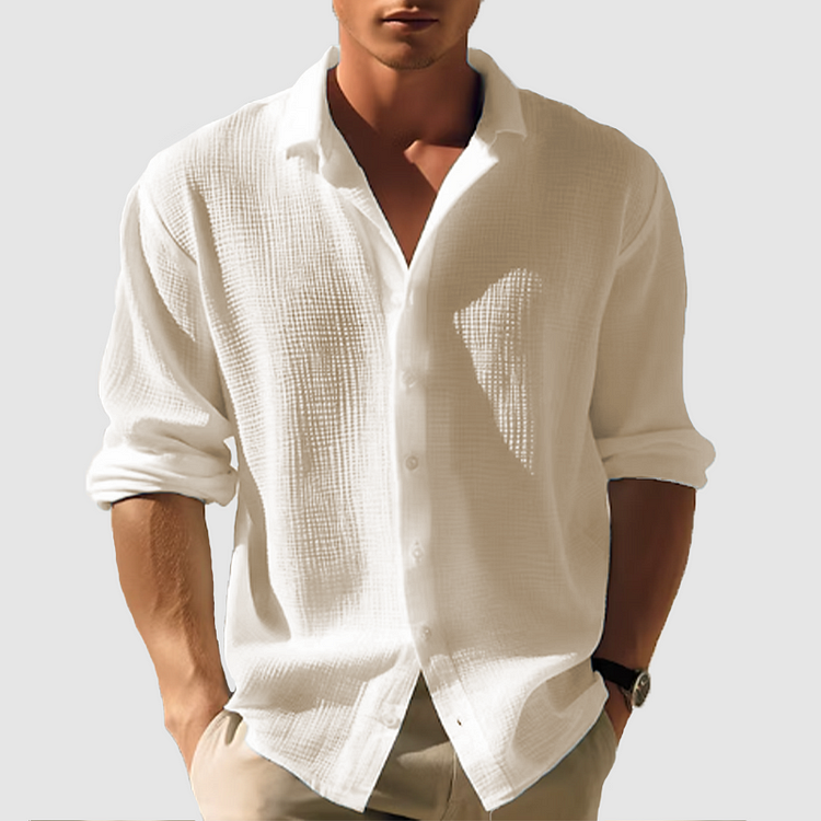 Chemise décontractée en coton pour homme avec col boutonné 5