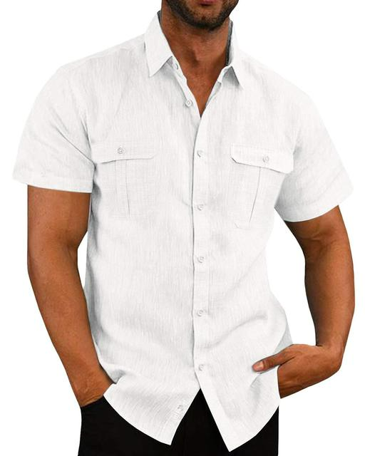 Chemise en coton homme à manches courtes avec poches poitrine 3