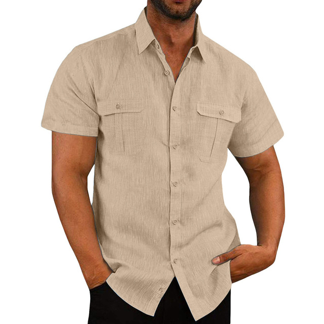 Chemise en coton homme à manches courtes avec poches poitrine 5