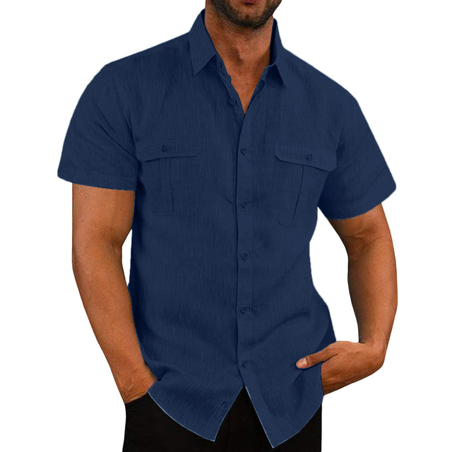 Chemise en coton homme à manches courtes avec poches poitrine 6