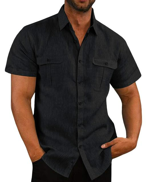 Chemise en coton homme à manches courtes avec poches poitrine 8