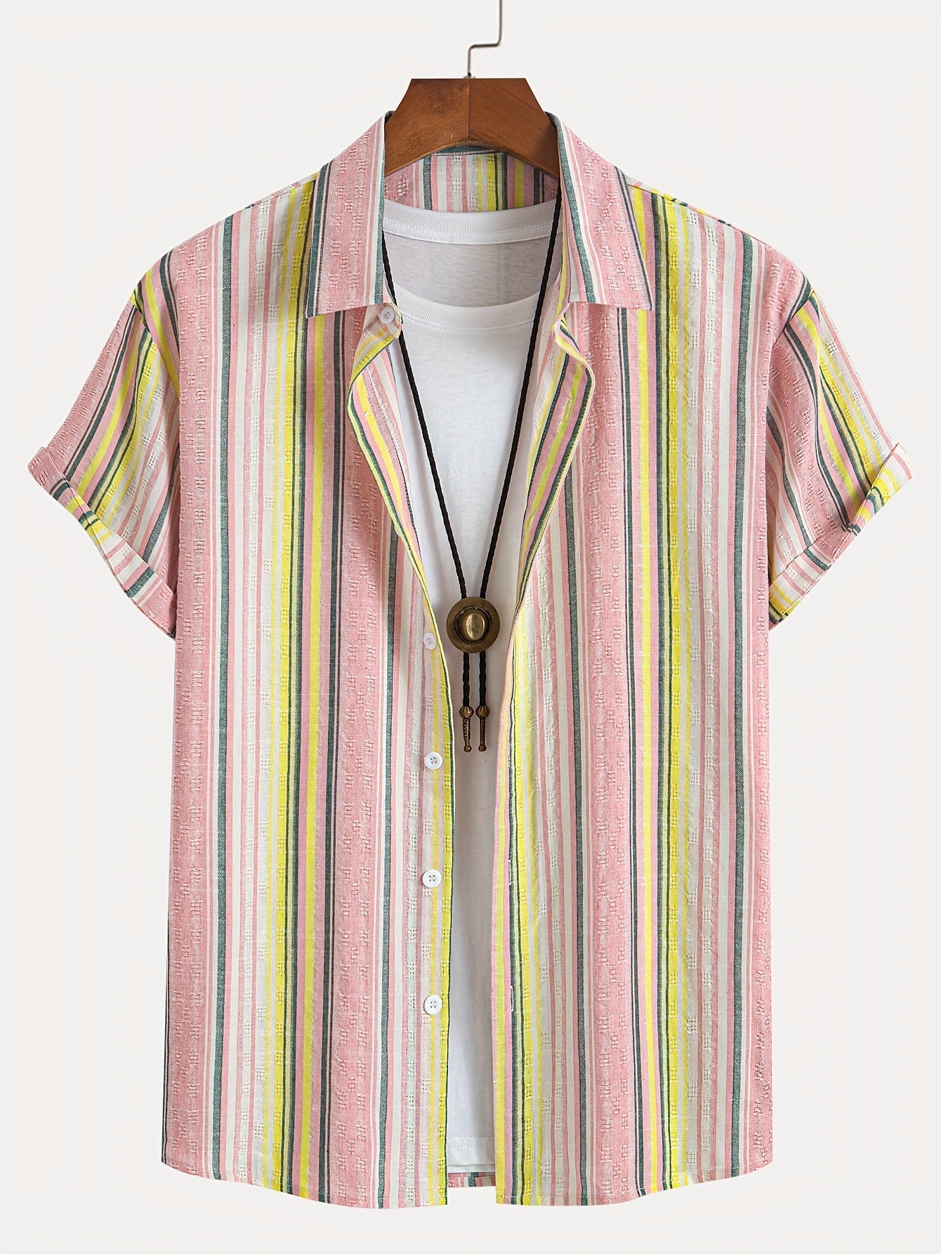 Chemise en coton homme à manches courtes avec rayures 3