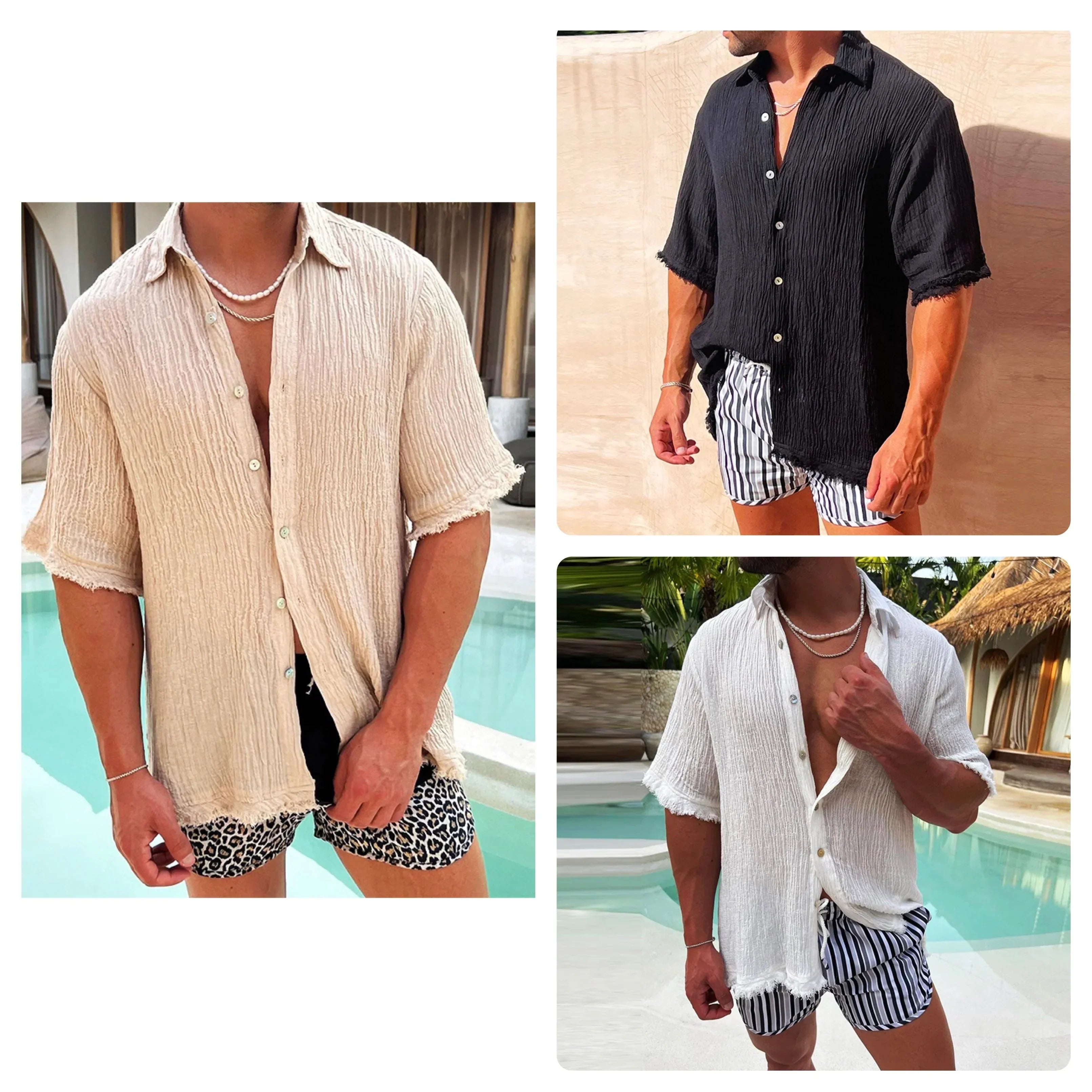 Chemise en coton homme déchirée au style tendance 2