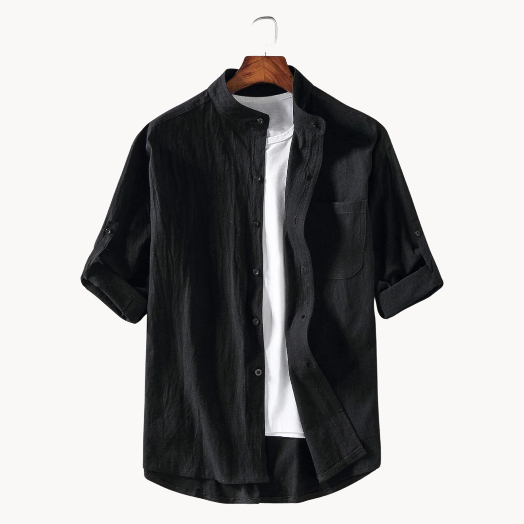 Chemise en coton homme élégante avec col mandarin 0