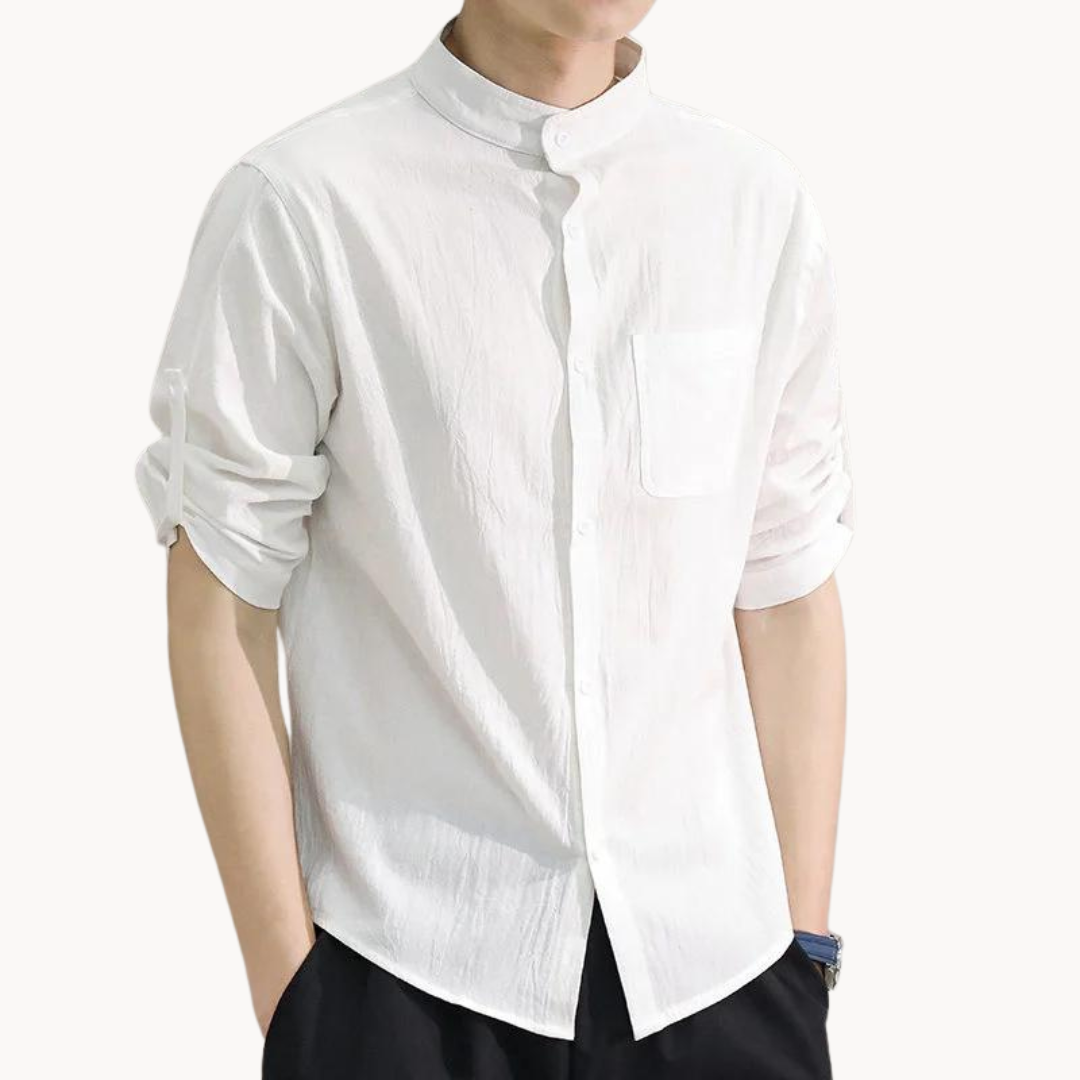 Chemise en coton homme élégante avec col mandarin 2