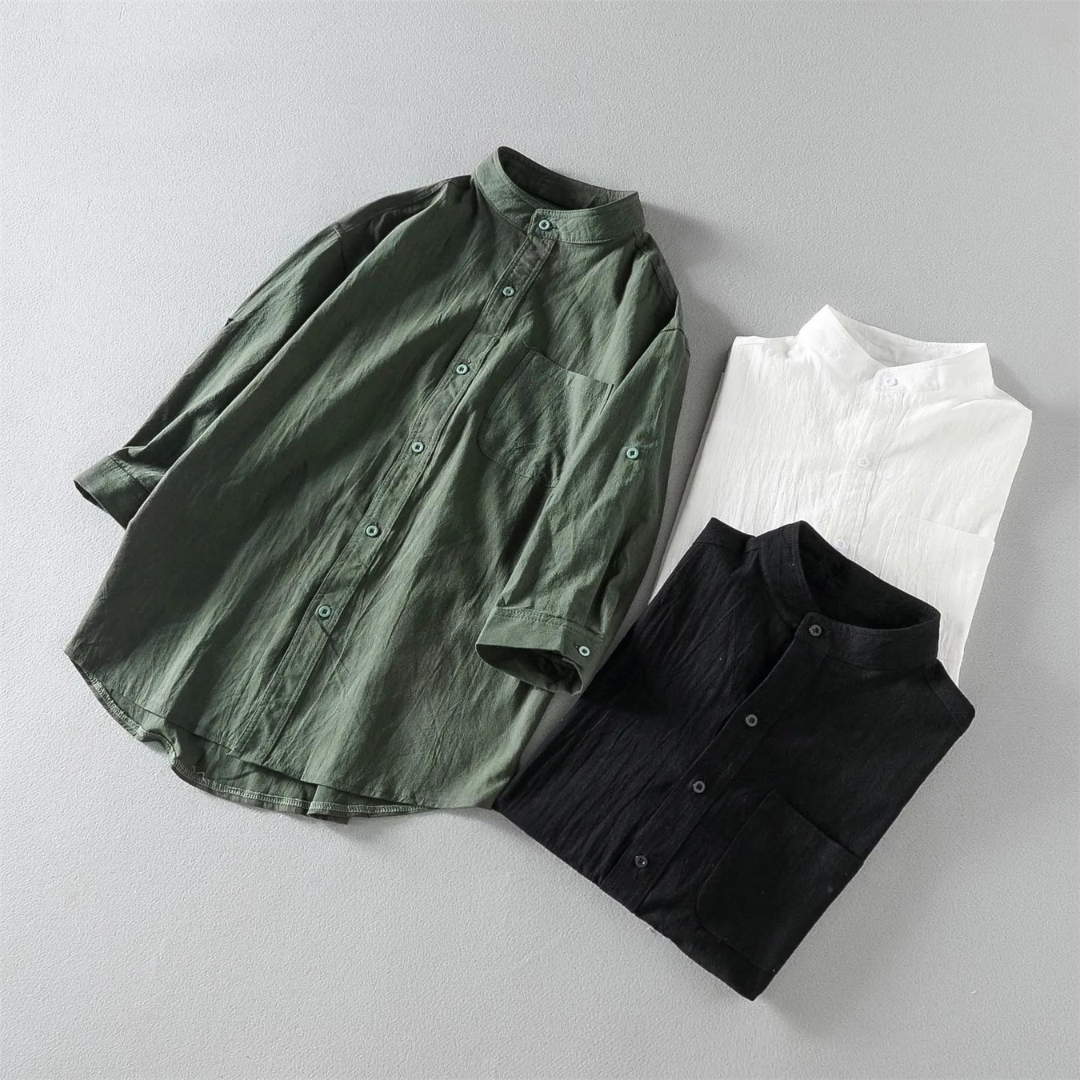 Chemise en coton homme élégante avec col mandarin 4
