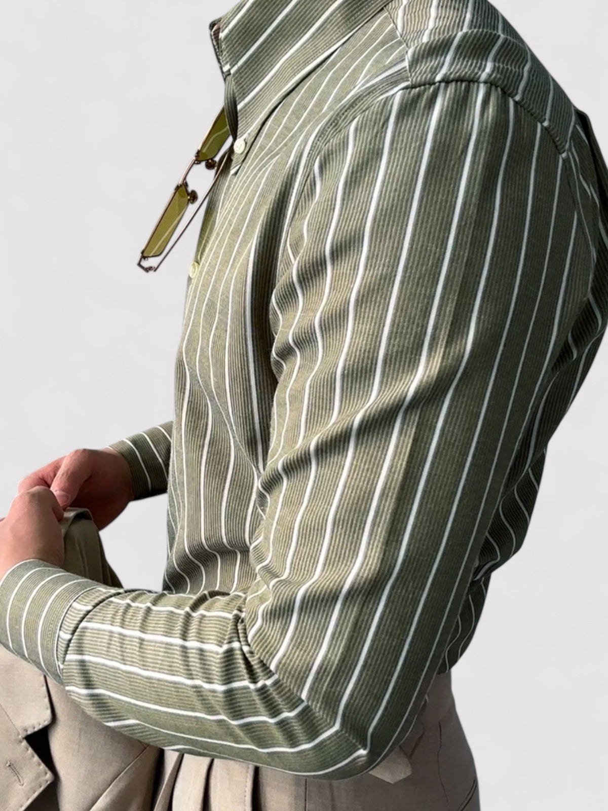 Chemise en coton homme slim à rayures 2