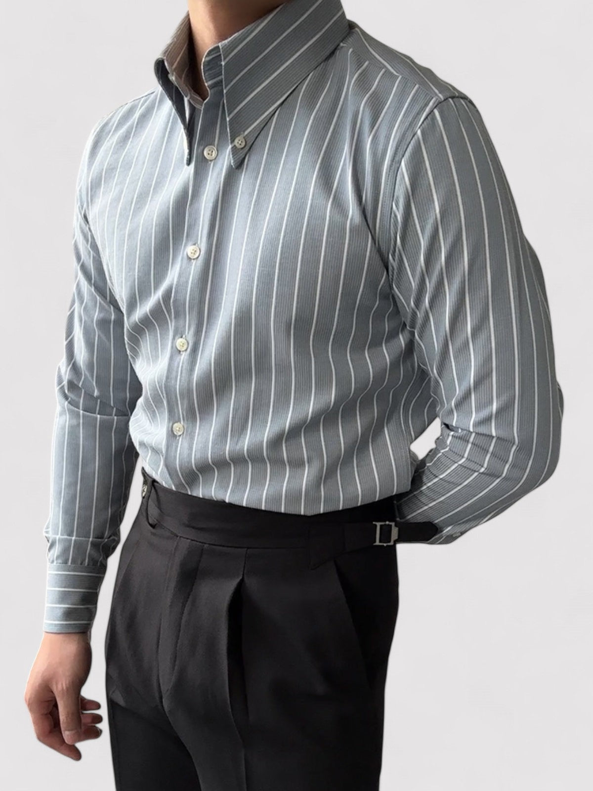 Chemise en coton homme slim à rayures 7