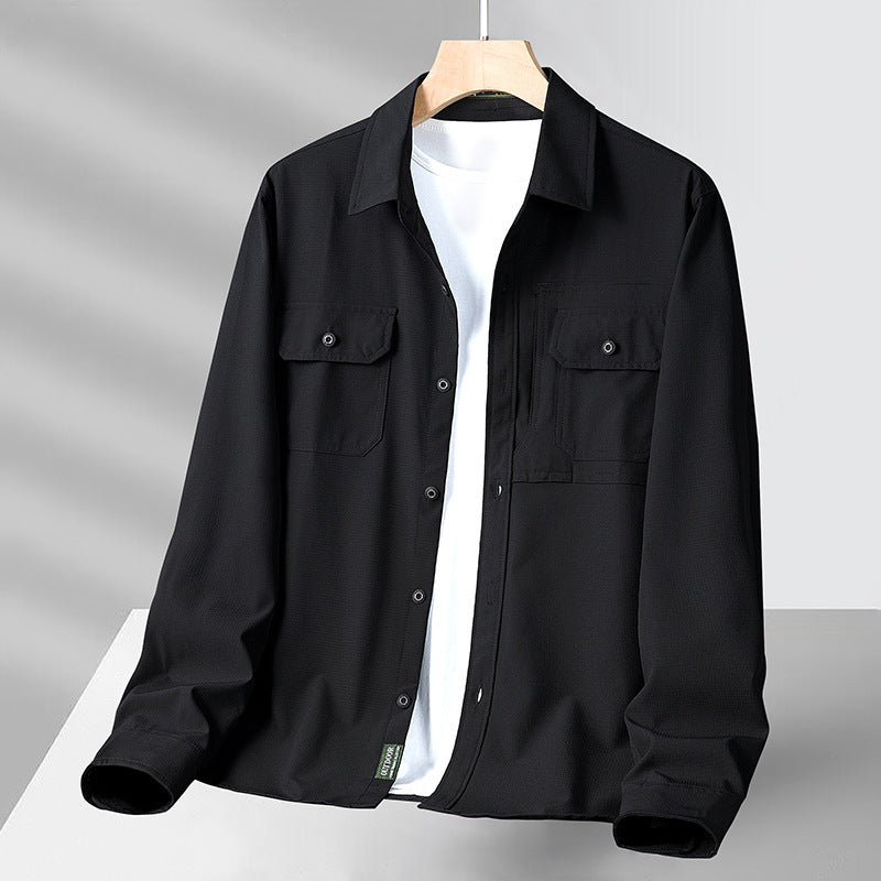 Chemise en coton léger homme à manches longues avec poches utilitaires 2