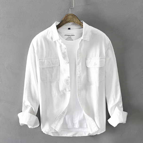 Chemise en coton léger homme à manches longues avec poches utilitaires 3