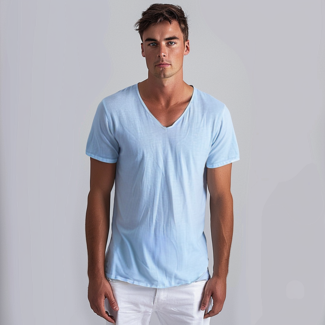 Chemise en coton premium homme à col en V 2