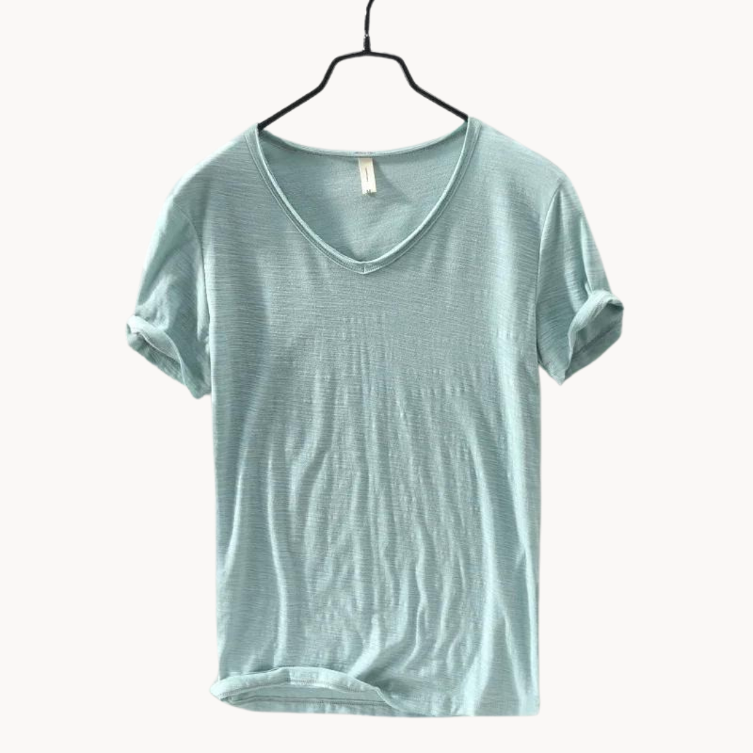 Chemise en coton premium homme à col en V 4