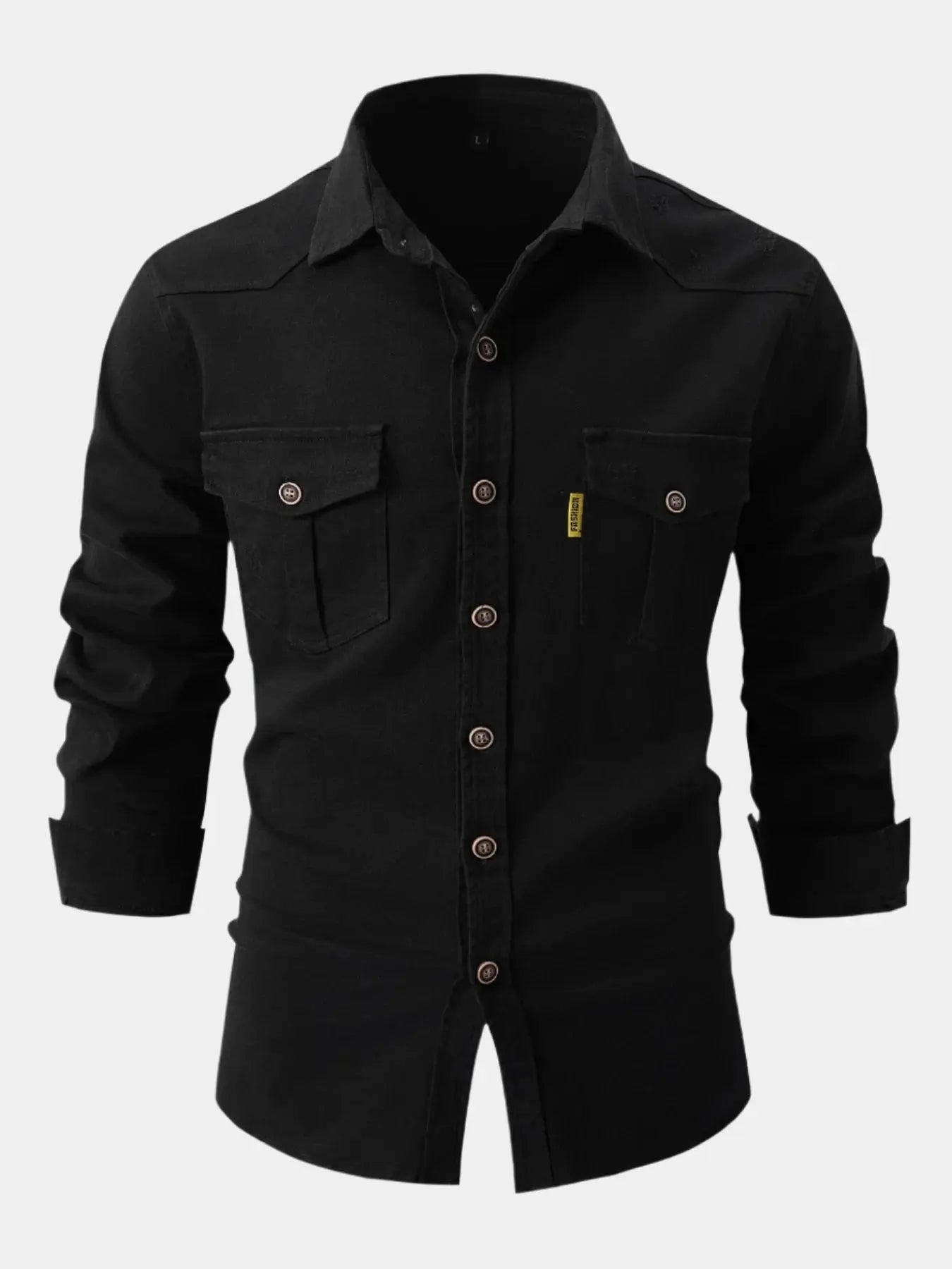 Chemise en denim homme décontractée à manches longues 0