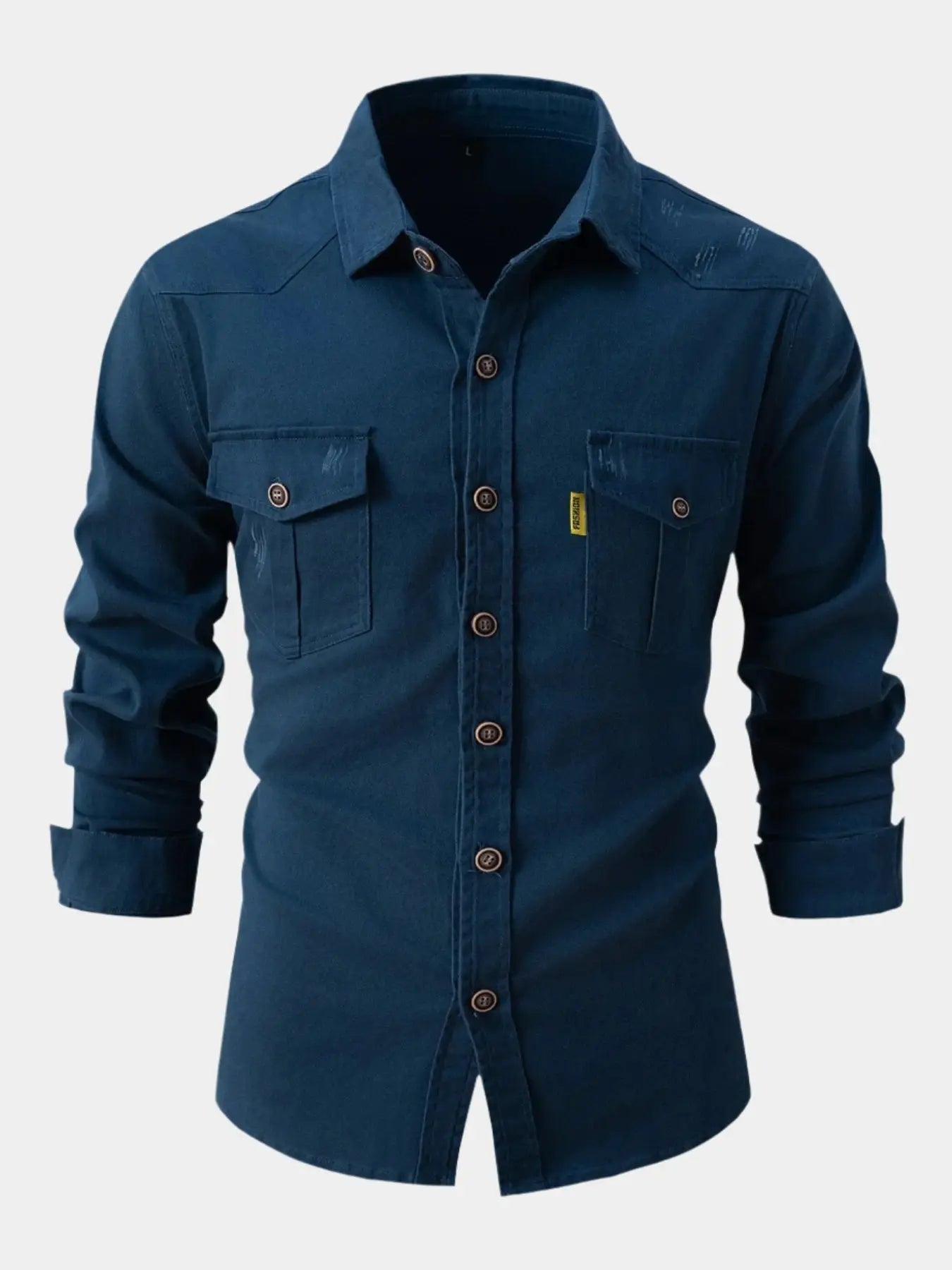 Chemise en denim homme décontractée à manches longues 1