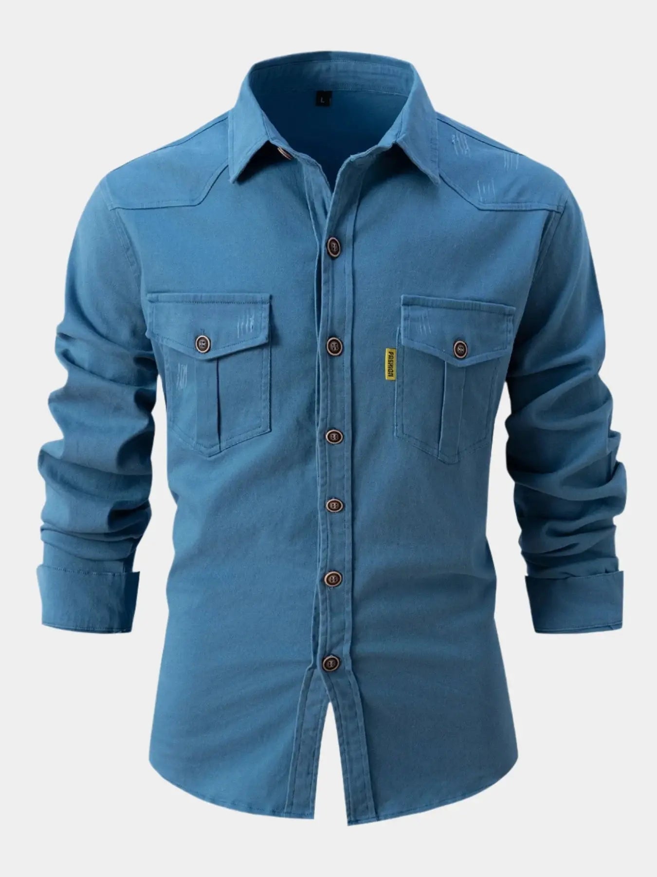Chemise en denim homme décontractée à manches longues 4