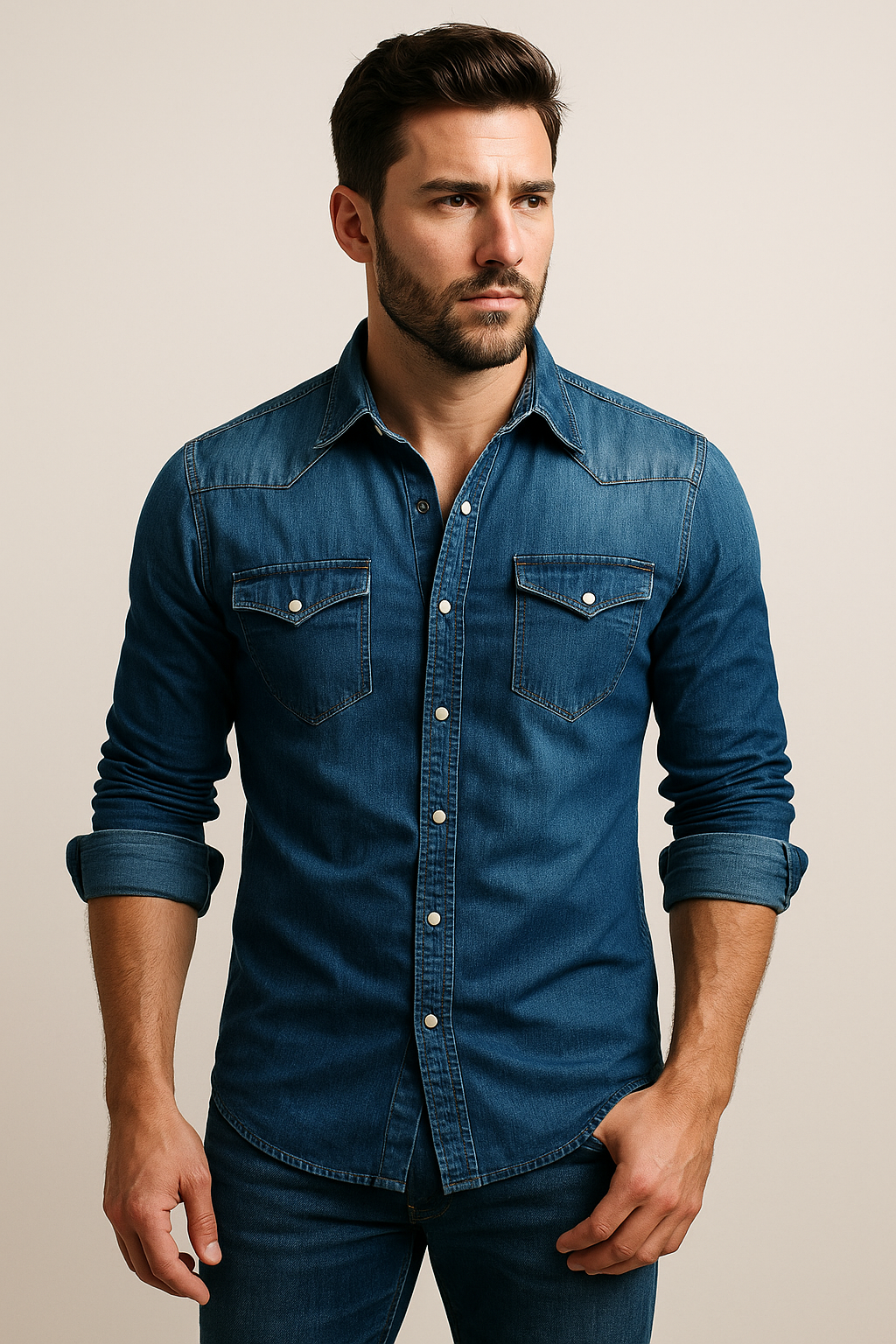 Chemise en denim homme décontractée et élégante 2