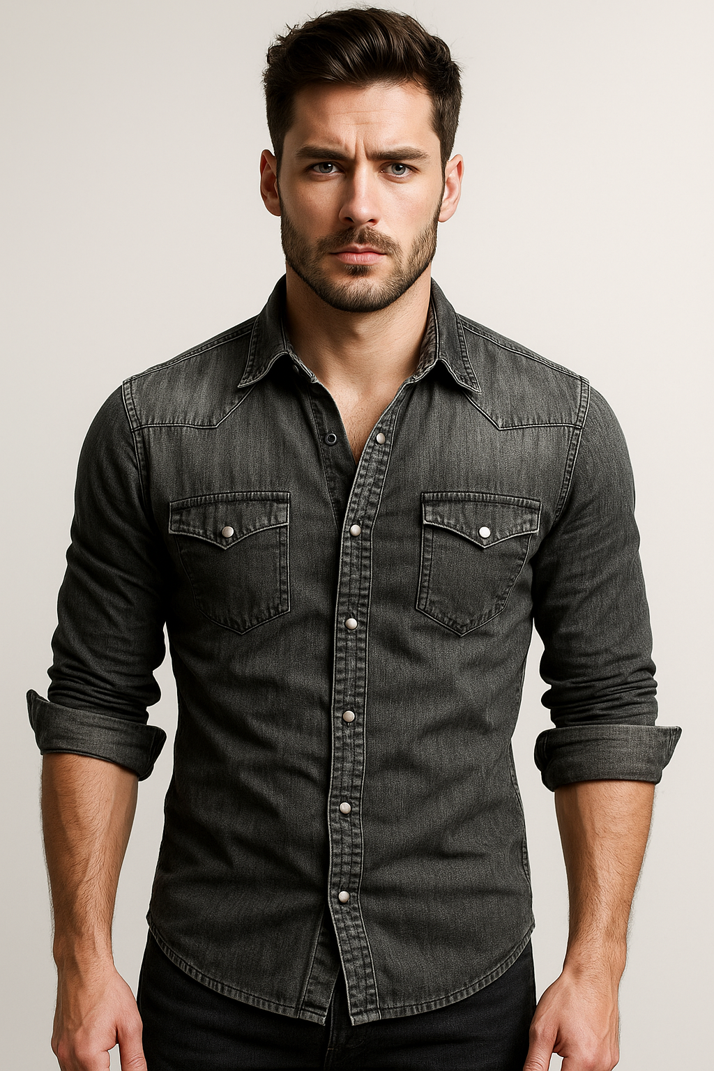 Chemise en denim homme décontractée et élégante 8