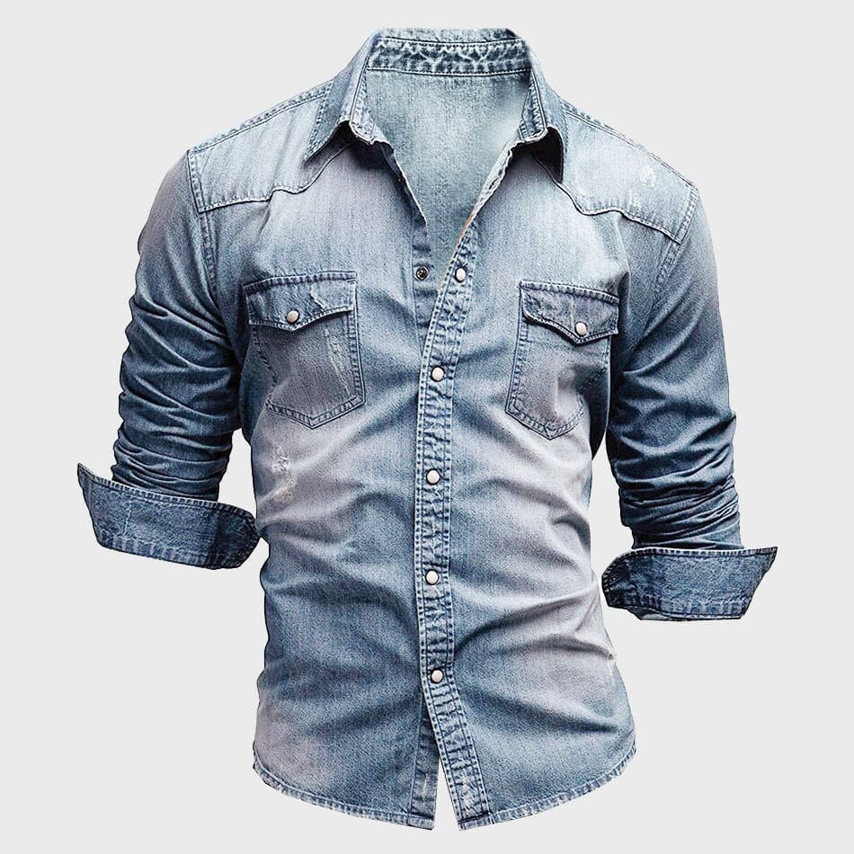 Chemise en denim homme style vintage décontracté 2