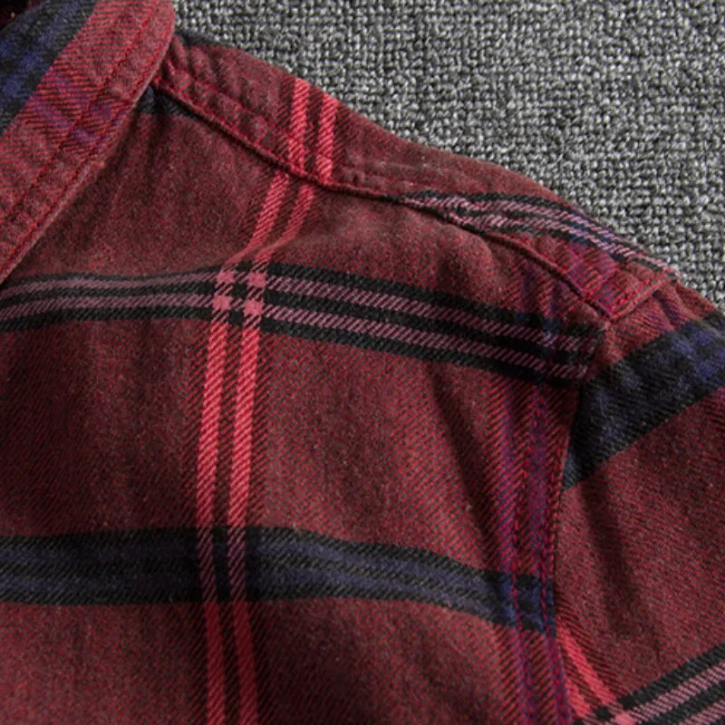 Chemise en flanelle à carreaux pour homme en coton doux 5