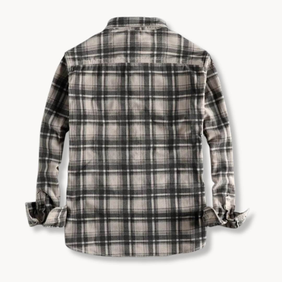 Chemise en flanelle corduroy à carreaux pour homme, coupe décontractée 2