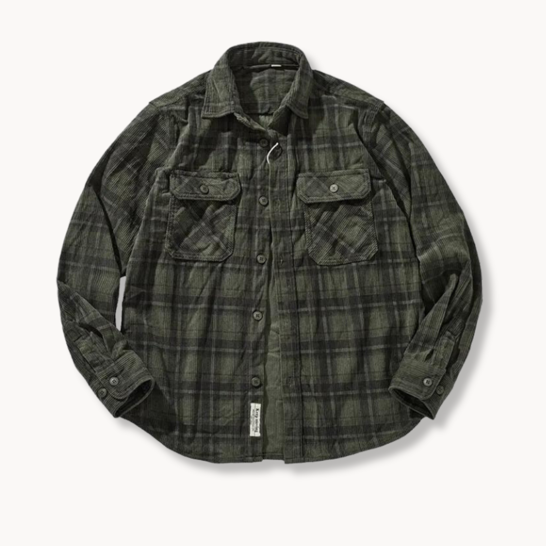 Chemise en flanelle corduroy à carreaux pour homme, coupe décontractée 7