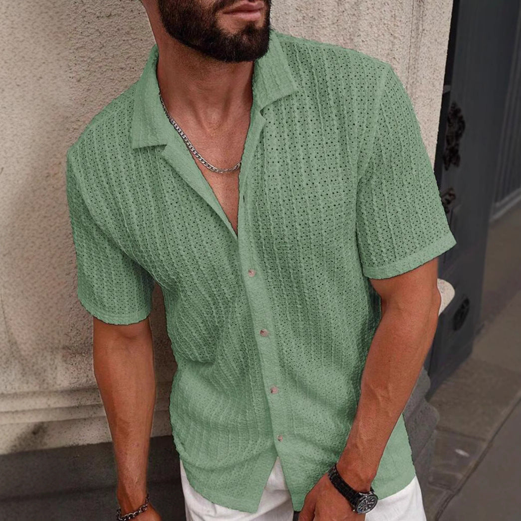Chemise en lin homme à manches courtes, coupe ajustée 3