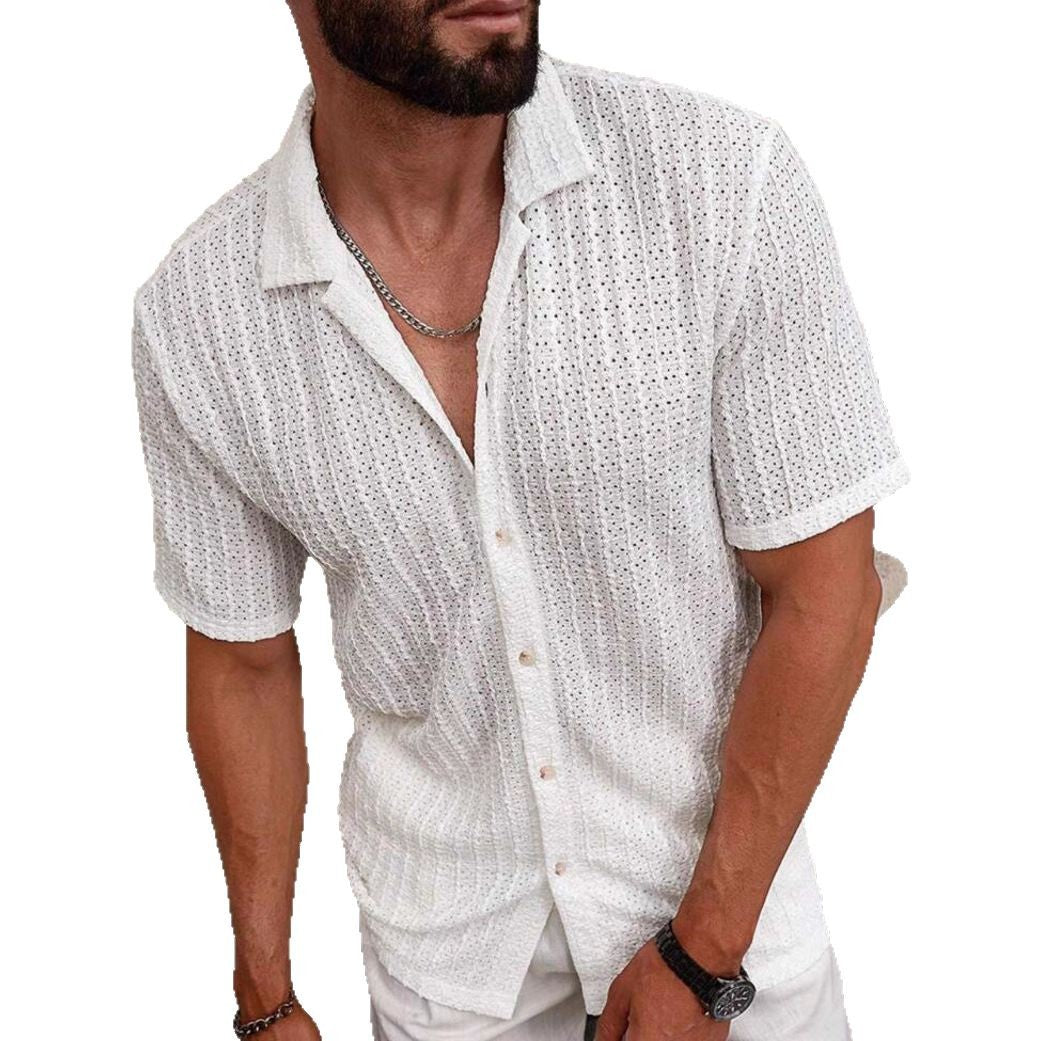Chemise en lin homme à manches courtes, coupe ajustée 5